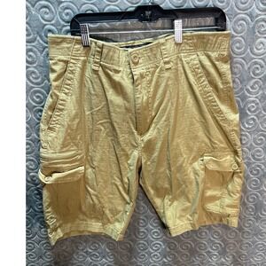 Wear First Men's Tan Cargo Shorts Size 36 Flat Front Distressed‎ Cotton Blend